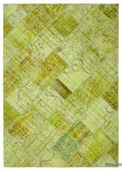 Yeşil Boyalı Patchwork Halı - 161 cm x 231 cm