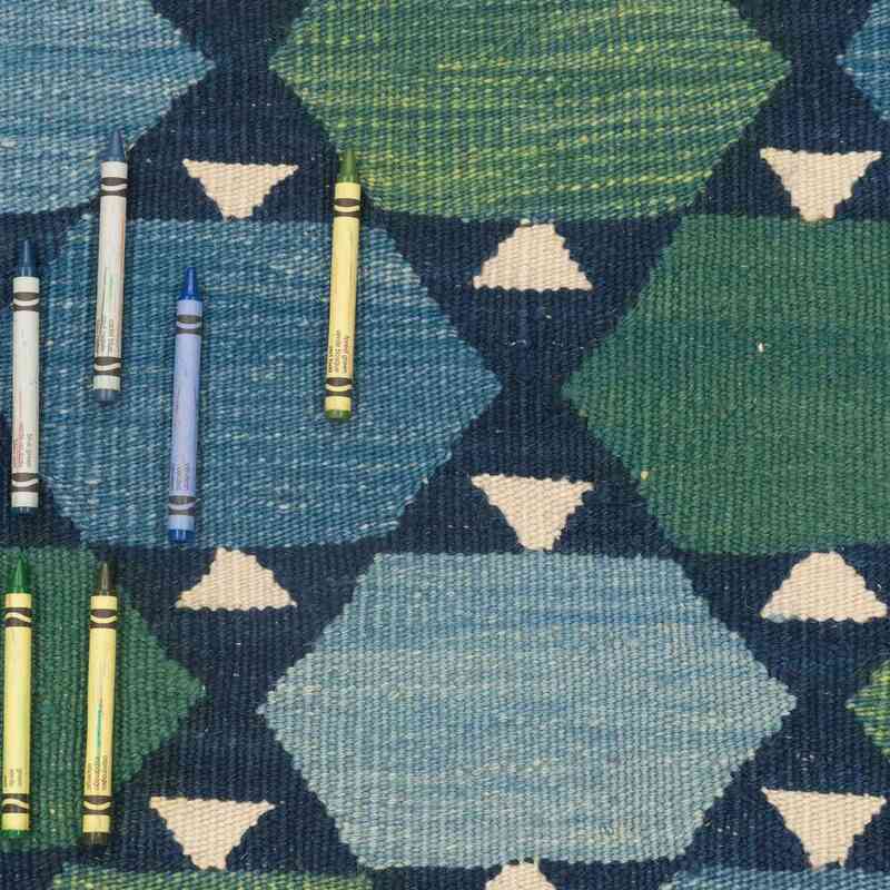 Blue, Green New Turkish Kilim Runner - K0025101
