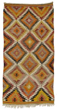 Multicolor Vintage Antalya Kilim Rug - 5' 3" x 10' 6" (63" x 126")