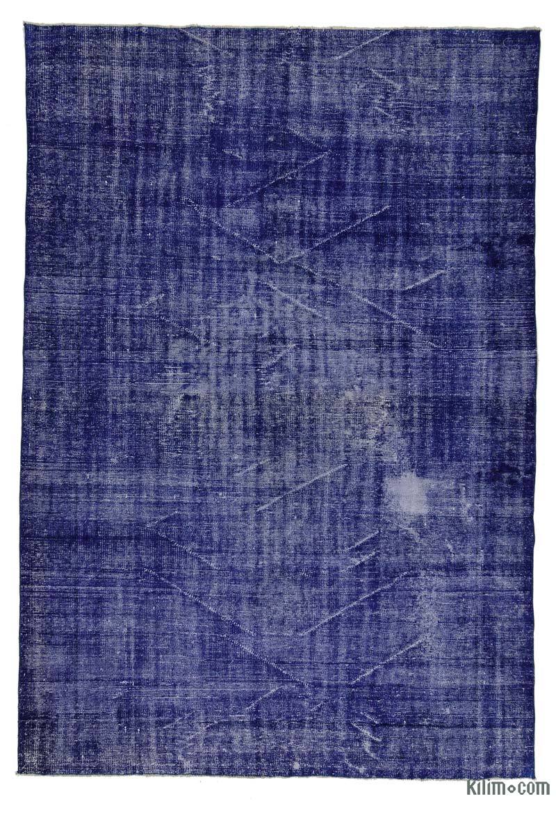 Blue Over-dyed Turkish Vintage Rug - 6' 7" x 9' 9" (79 in. x 117 in.) - K0025322