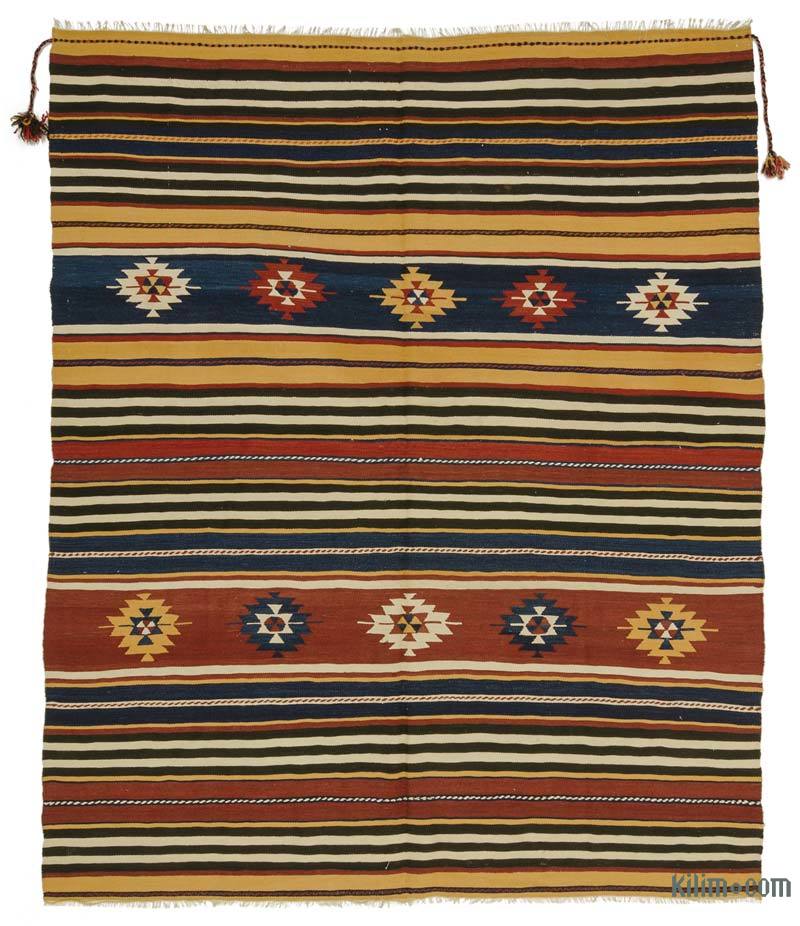 Multicolor Alfombra Vintage Manastir Kilim - 194 cm x 230 cm - K0027282
