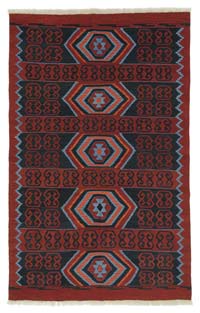 Red, Blue New Handwoven Turkish Kilim Rug - 6' 1