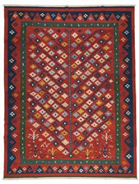 Red New Handwoven Turkish Kilim Rug - 9' 11" x 12' 9" (119" x 153")