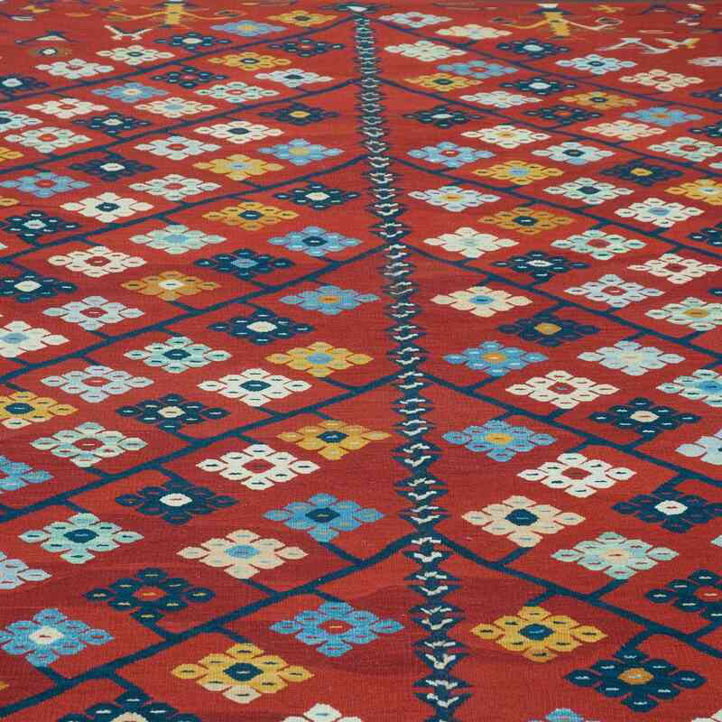 Red New Handwoven Turkish Kilim Rug - 9' 11" x 12' 9" (119 in. x 153 in.) - K0027671