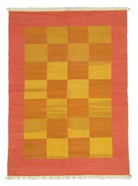 Amarillo, Rojo Nueva Alfombra Turca Kilim - 151 cm x 205 cm
