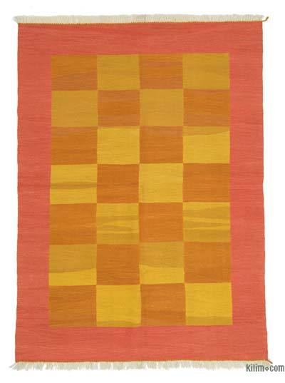 Yellow, Red New Handwoven Turkish Kilim Rug - 4' 11" x 6' 9" (59 in. x 81 in.)