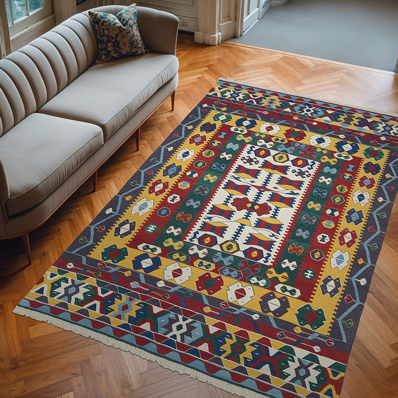 Multicolor Nueva Alfombra Turca Kilim - 183 cm x 271 cm - K0027685