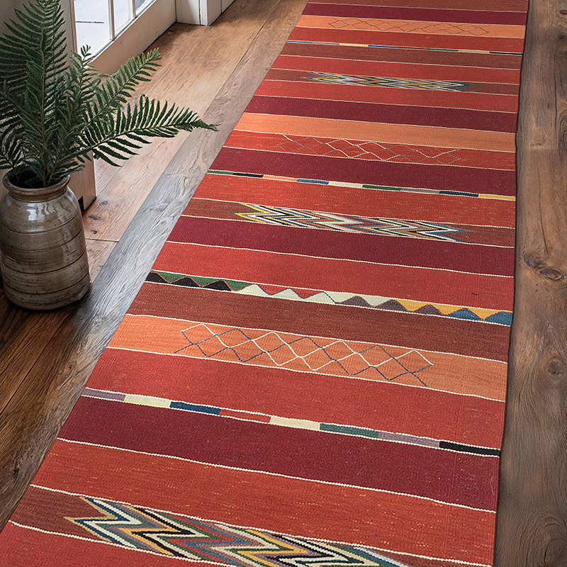 Red New Turkish Kilim Runner - K0027686