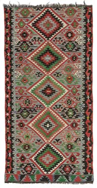 Multicolor Vintage Esme Kilim Rug - 5' 3" x 10' 4" (63" x 124")