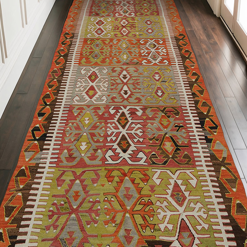 Multicolor Alfombra Vintage Konya Kilim - 142 cm x 330 cm - K0027729