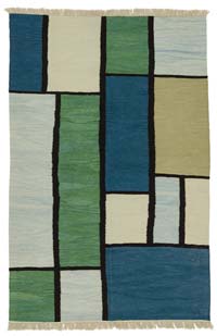 Green, Blue New Handwoven Turkish Kilim Rug