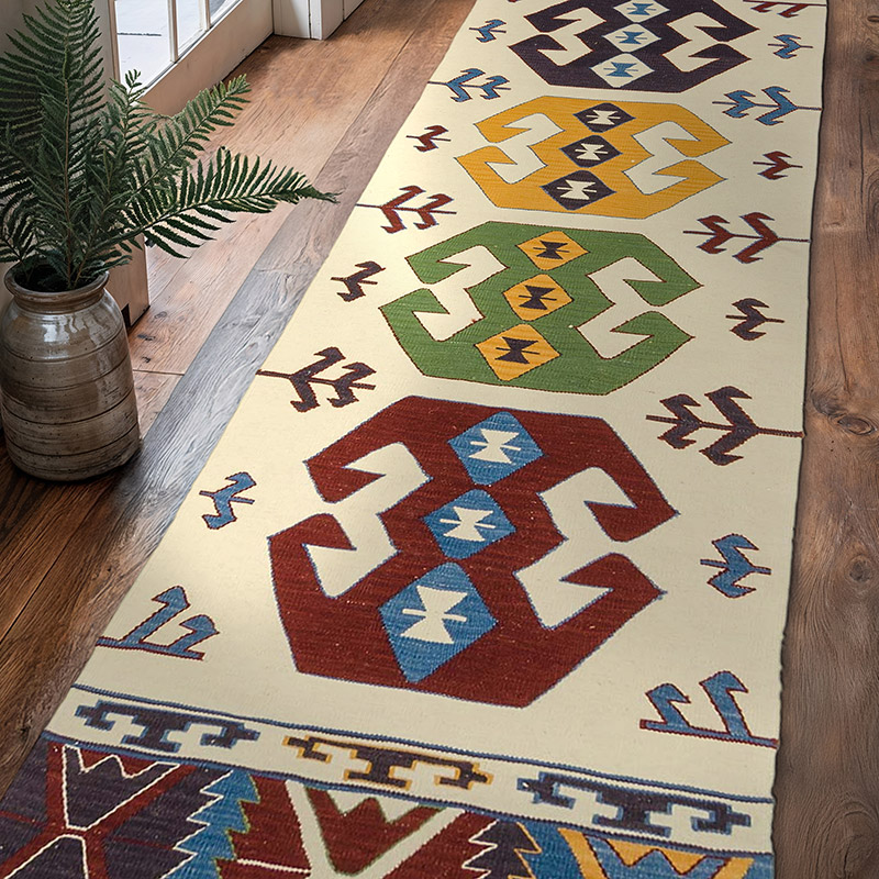 Multicolor New Turkish Kilim Runner - K0027801