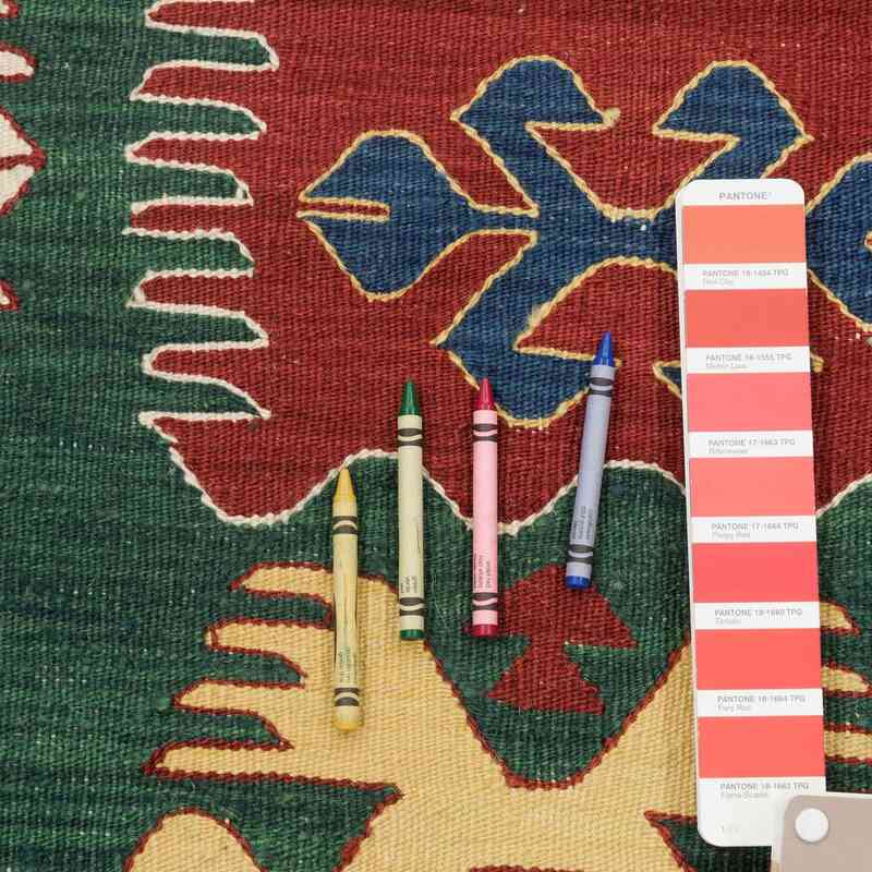 Kırmızı, Yeşil Yeni El Dokuma Kilim - K0027805