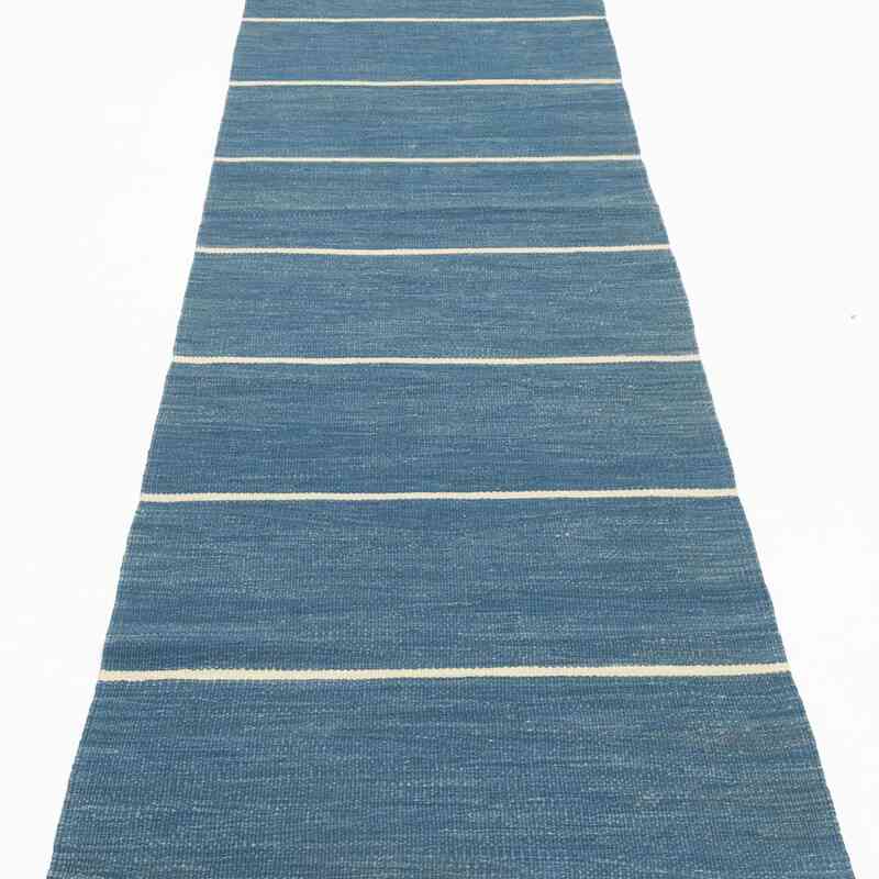 Mavi Yeni Kök Boya Yolluk Kilim - 79 cm x 304 cm - K0027814