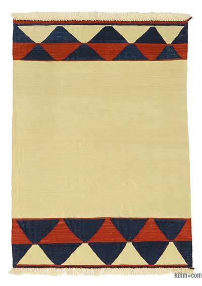 Bej Yeni Kök Boya El Dokuma Kilim - 90 cm x 126 cm
