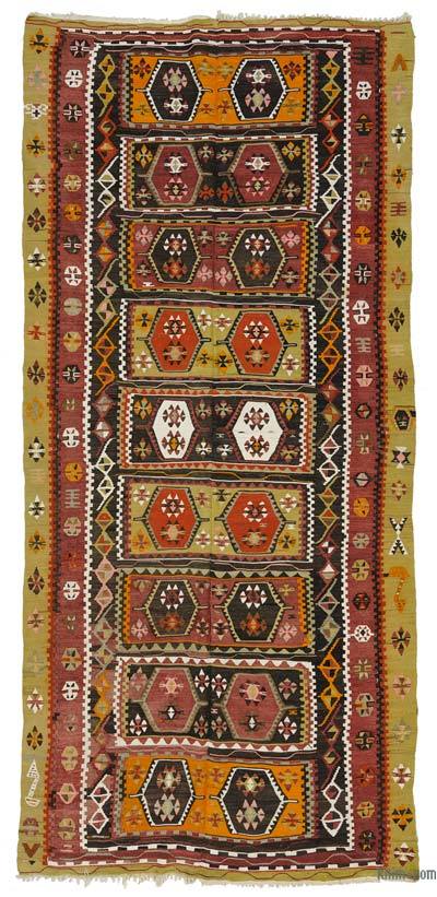 Çok Renkli Vintage Çorum Kilimi - 145 cm x 319 cm