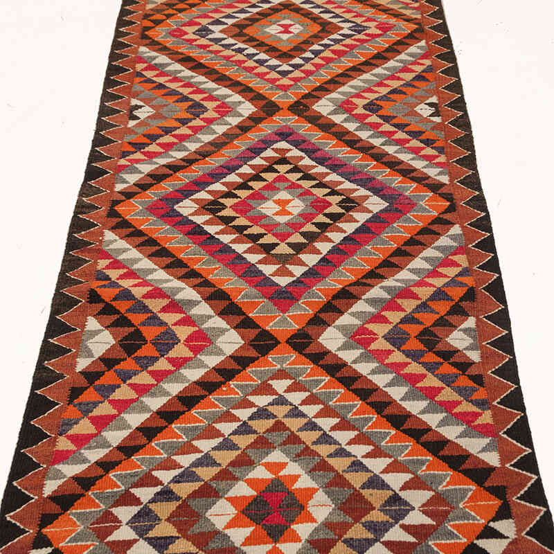 Multicolor Alfombra Kilim Tribal Vintage - 99 cm x 359 cm - K0028106
