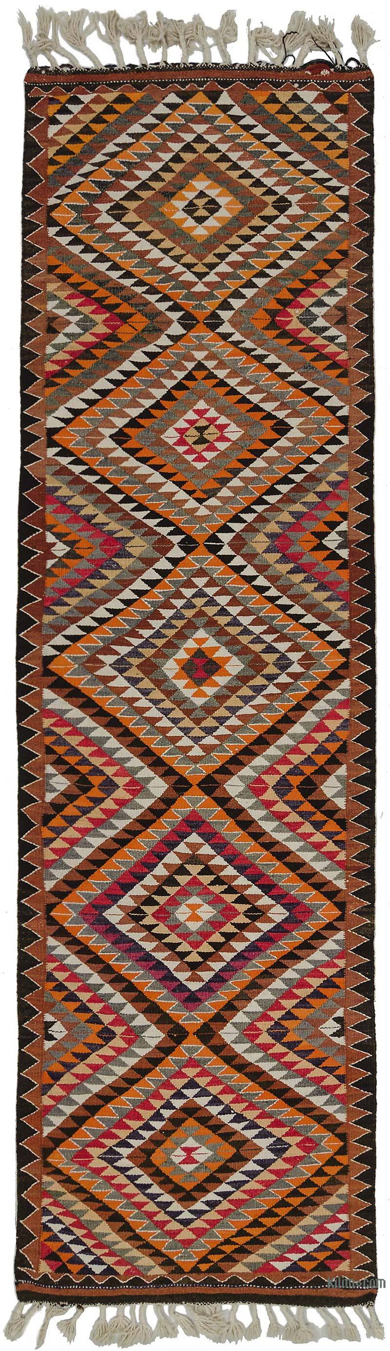 Multicolor Alfombra Kilim Tribal Vintage - 99 cm x 359 cm - K0028106