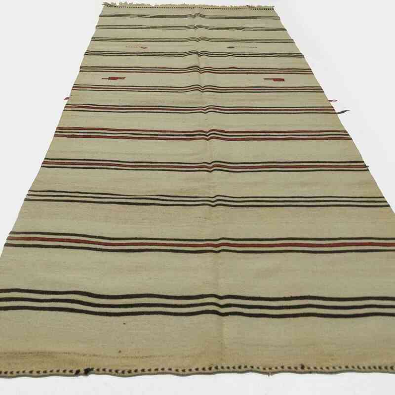 Beige, Marrón Kilim Vintage Turco de Pasillo - 153 cm x 386 cm - K0028128