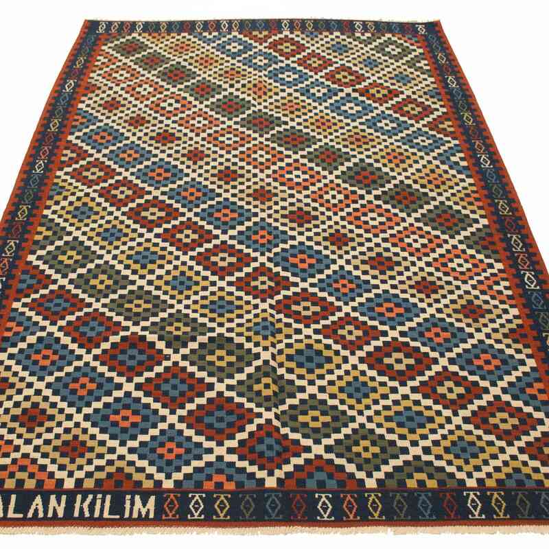 Multicolor Nueva Alfombra De Área Kilim - 161 cm x 230 cm - K0028172