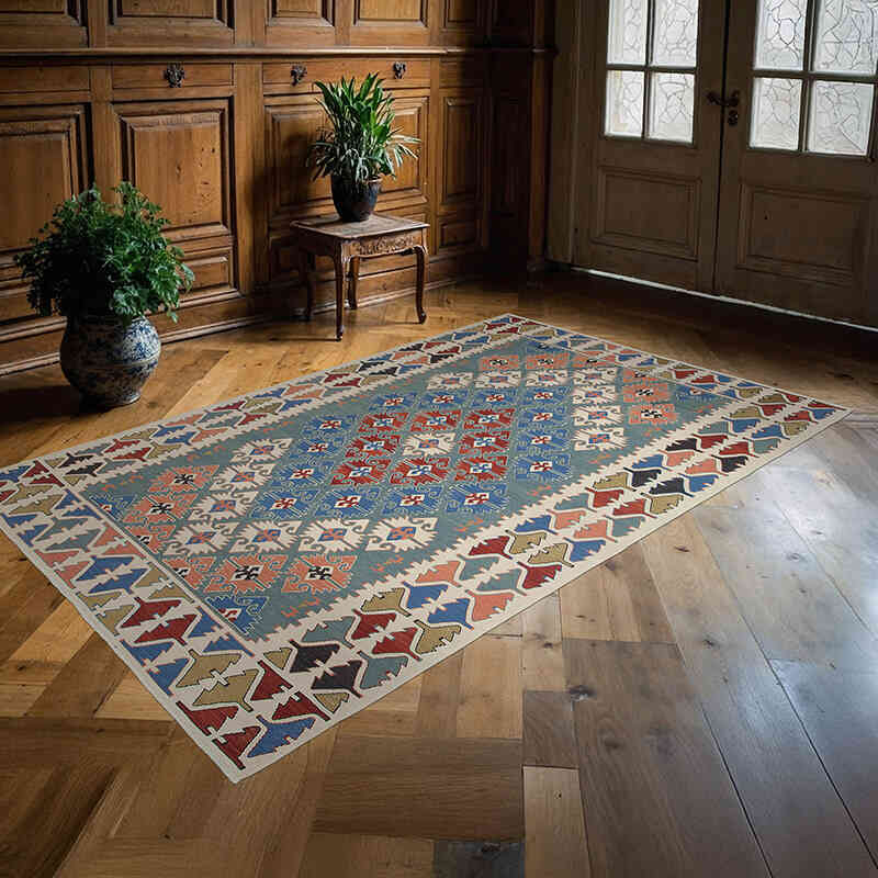 Multicolor Nueva Alfombra Turca Kilim - 157 cm x 248 cm - K0028188