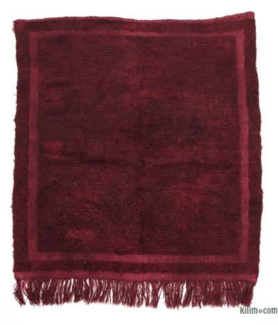 Red Vintage Turkish Tulu Rug - 3' 8" x 3' 10" (44 in. x 46 in.) - 3' 8" x 3' 10" (44 in. x 46 in.)