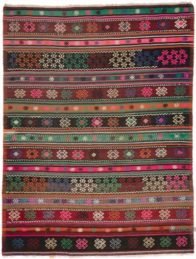 Multicolor Vintage Denizli Kilim Rug - 5' 9" x 7' 5" (69 in. x 89 in.)