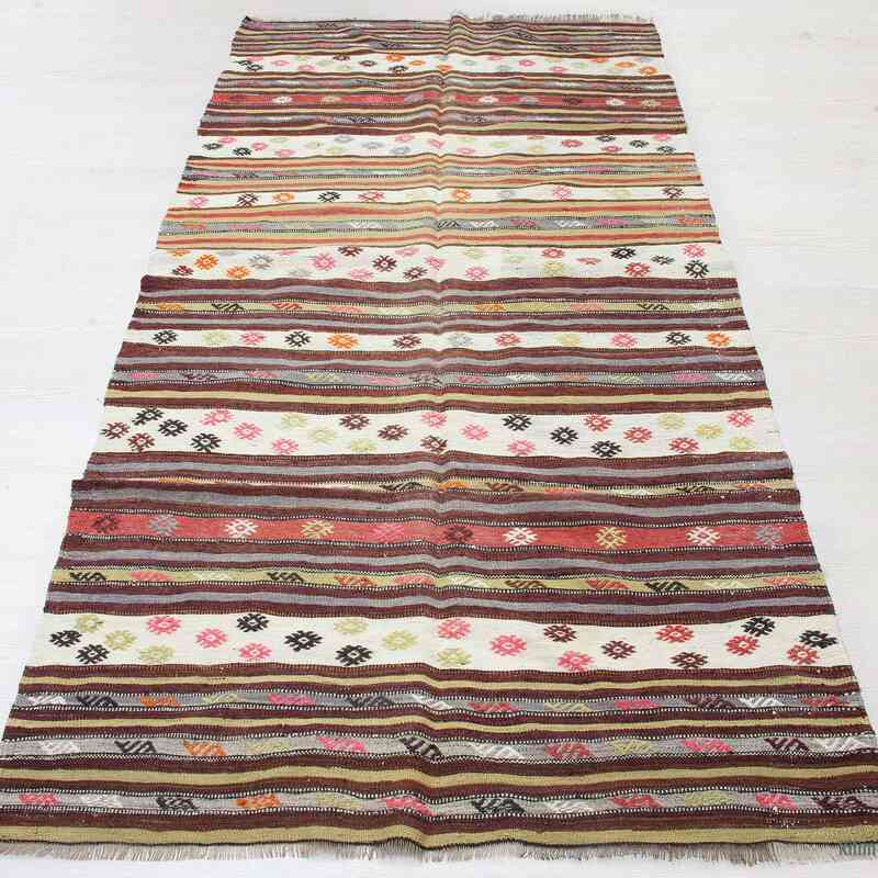 Multicolor Vintage Antalya Kilim Rug - 3' 9" x 8' 2" (45" x 98") - K0028358