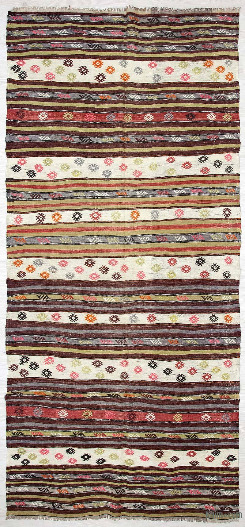 Multicolor Vintage Antalya Kilim Rug - 3' 9" x 8' 2" (45" x 98") - K0028358