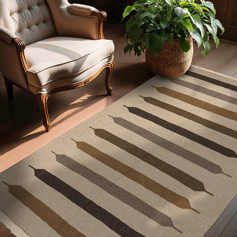 Brown New Handwoven Turkish Kilim Rug - K0028371
