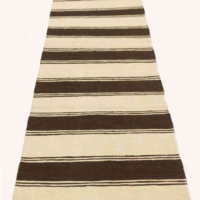 Beige, Brown New Turkish Kilim Runner - K0028378