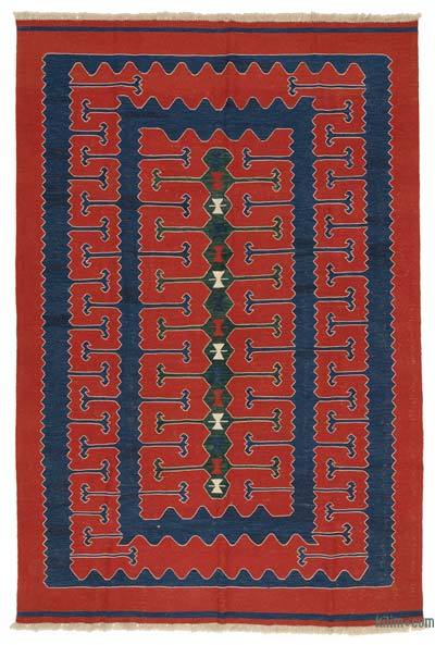 Kırmızı, Lacivert Yeni Kök Boya El Dokuma Kilim - 228 cm x 333 cm