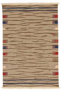 Kahverengi Yeni Kök Boya El Dokuma Kilim - 110 cm x 163 cm