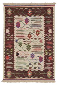 Beige, Red New Handwoven Turkish Kilim Rug - 2' 11" x 4' 3" (35" x 51")