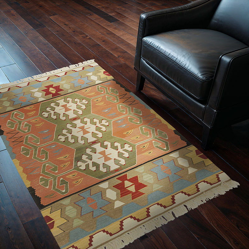Çok Renkli Yeni Kök Boya El Dokuma Kilim - 96 cm x 145 cm - K0028390