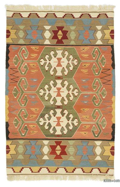 Çok Renkli Yeni Kök Boya El Dokuma Kilim - 96 cm x 145 cm