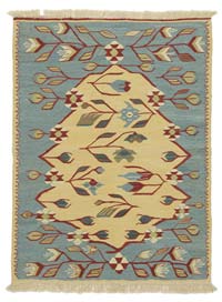 Beige, Blue New Handwoven Turkish Kilim Rug
