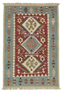 Red, Blue New Handwoven Turkish Kilim Rug