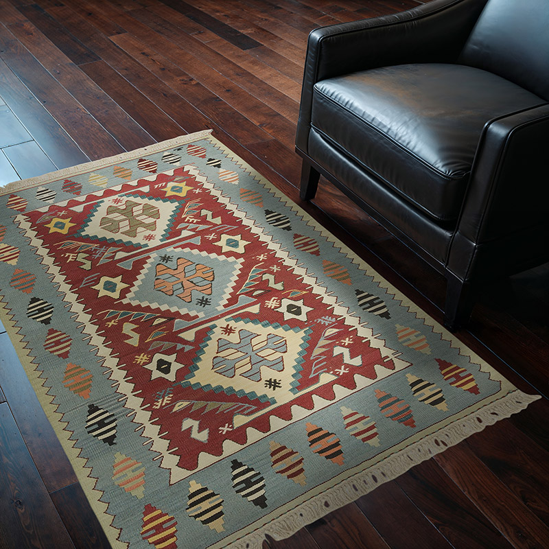 Red, Blue New Handwoven Turkish Kilim Rug - K0028392