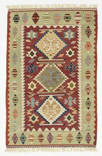 Red, Green New Handwoven Turkish Kilim Rug