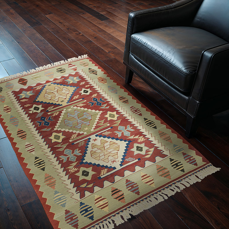 Kırmızı, Yeşil Yeni El Dokuma Kilim - K0028394