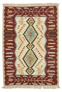 Beige, Red New Handwoven Turkish Kilim Rug