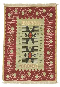 Green, Red New Handwoven Turkish Kilim Rug