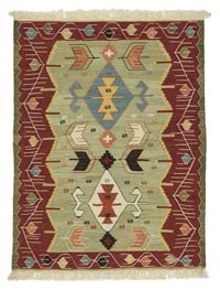 Yeşil, Kırmızı Yeni El Dokuma Kilim