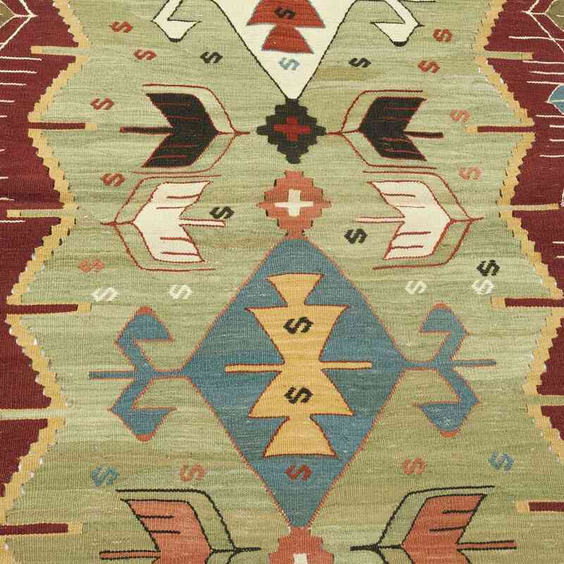 Yeşil, Kırmızı Yeni El Dokuma Kilim - K0028399