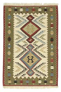 Beige, Green New Handwoven Turkish Kilim Rug