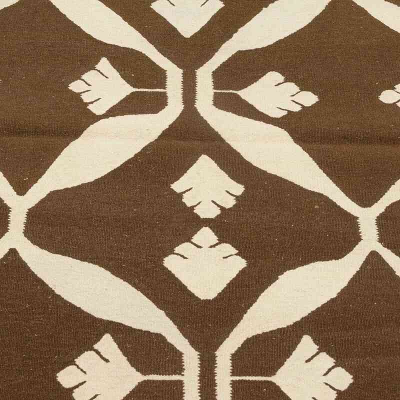 Kahverengi, Bej Yeni Kök Boya El Dokuma Kilim - 93 cm x 150 cm - K0028408