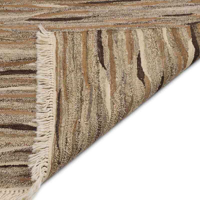 Kahverengi, Bej Yeni Kök Boya El Dokuma Kilim - 88 cm x 133 cm - K0028409