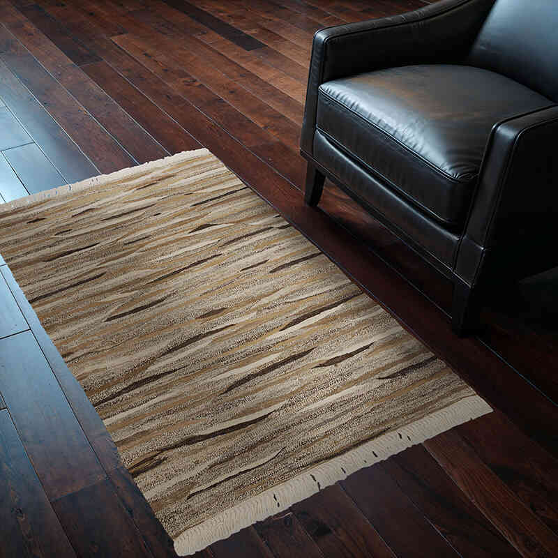 Kahverengi, Bej Yeni Kök Boya El Dokuma Kilim - 88 cm x 133 cm - K0028409