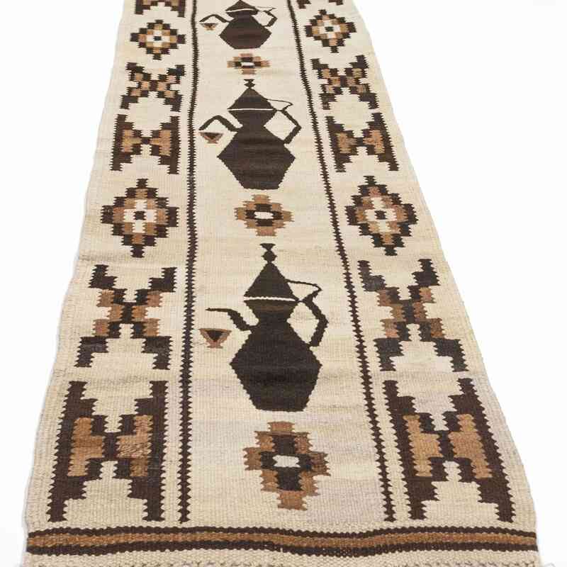 Beige, Brown Vintage Tribal Kilim Runner - 2' 11" x 8' 11" (35" x 107") - K0028620